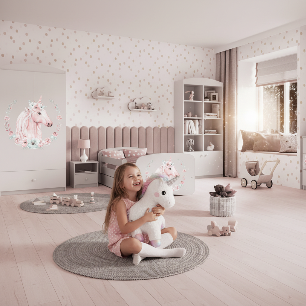 Cameretta Completa Bambini BabyDreams Teddy Heart in Legno 7 Pezzi con Materasso Omaggio | Letto 160x80 o 180x80cm | Top2Trade | KO500CAMTEDDYHEART