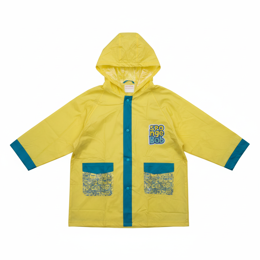 Mantellina Antipioggia Bambino Spongebob | Cappuccio + Taschine | Taglie 4-6-8 Anni | Licenza Ufficiale | SPG2402-006