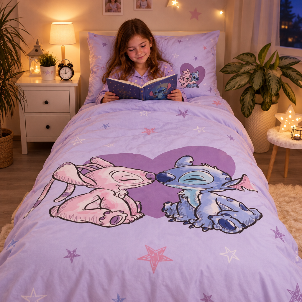 Set Letto Singolo Lilo & Stitch Disney | Copripiumino 140x200 cm + Federa 70x90 cm | 100% Cotone | Licenza Ufficiale | LILO6396