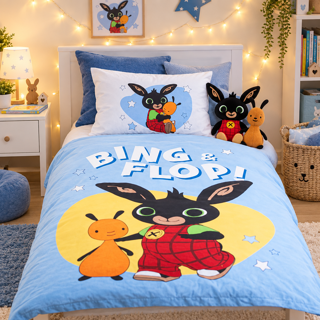 Set Letto Bambino Bing | Copripiumino 100x135 cm + Federa 40x60 cm | 100% Cotone | Licenza Ufficiale | BING1314