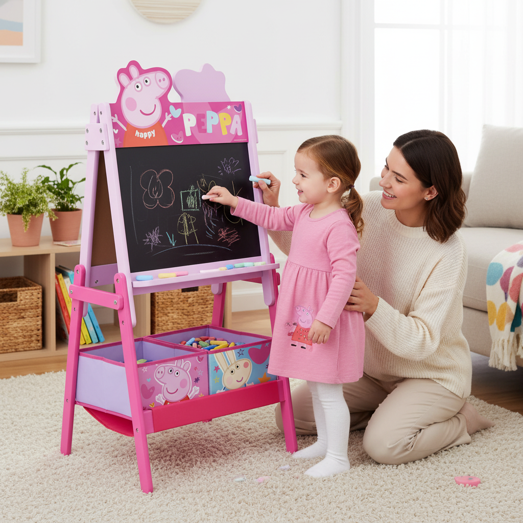 Lavagna Doppia Peppa Pig con Cassettoni in Tessuto 64x45x117cm Bambini | Prodotto Ufficiale | Top2Trade | PIG14444