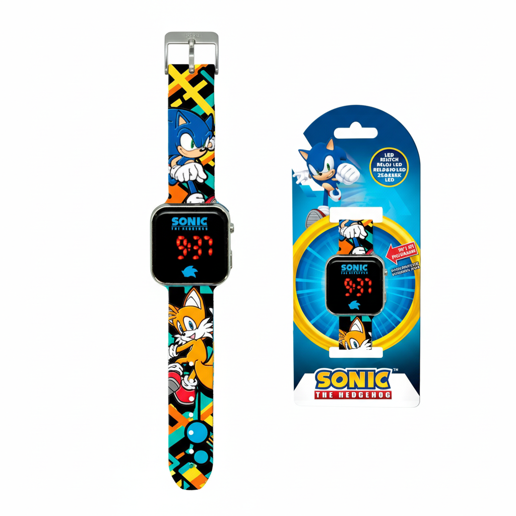 Orologio LED Digitale Bambino Sonic The Hedgehog & Tails | Display LED Rosso | 18x7,5x3cm | Con Confezione | SONIC4228