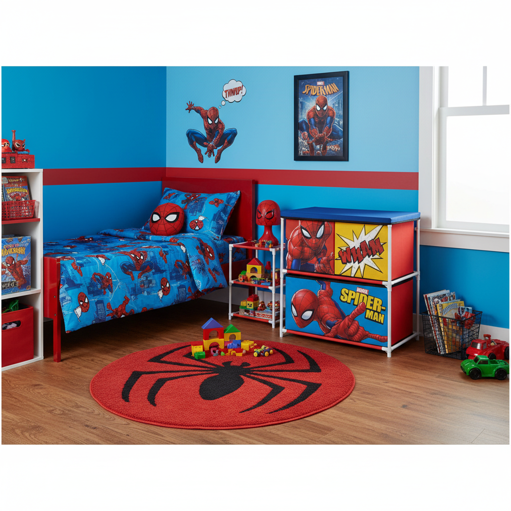 Sp15225 MOBILE PORTAGIOCHI SPIDERMAN  CON 3 CONTENITORI TESSILI DI 53X30X60