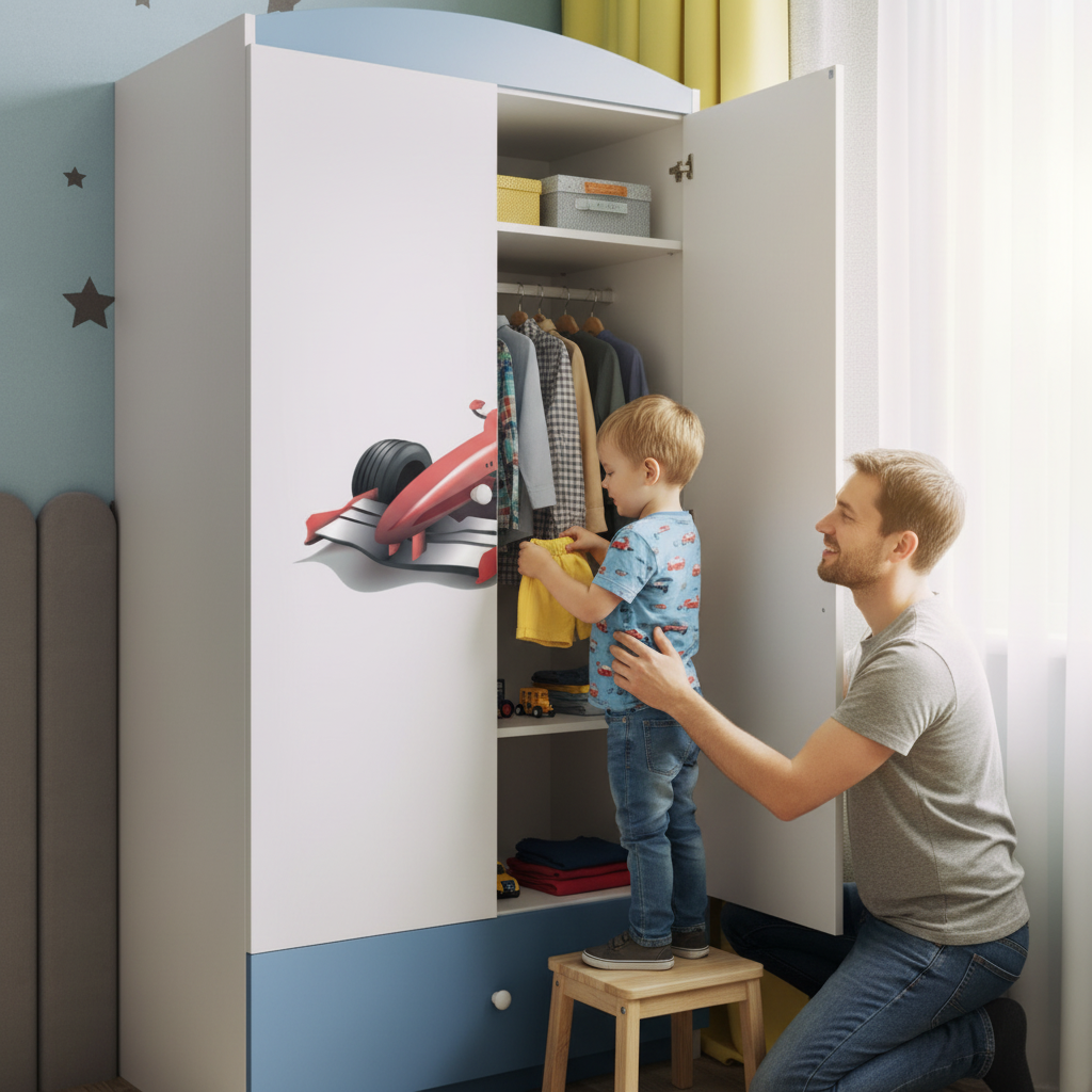 Armadio per Bambini BabyDreams Blue Formula in Legno | Colore Blu | Top2Trade | SZBD_NI_FOR