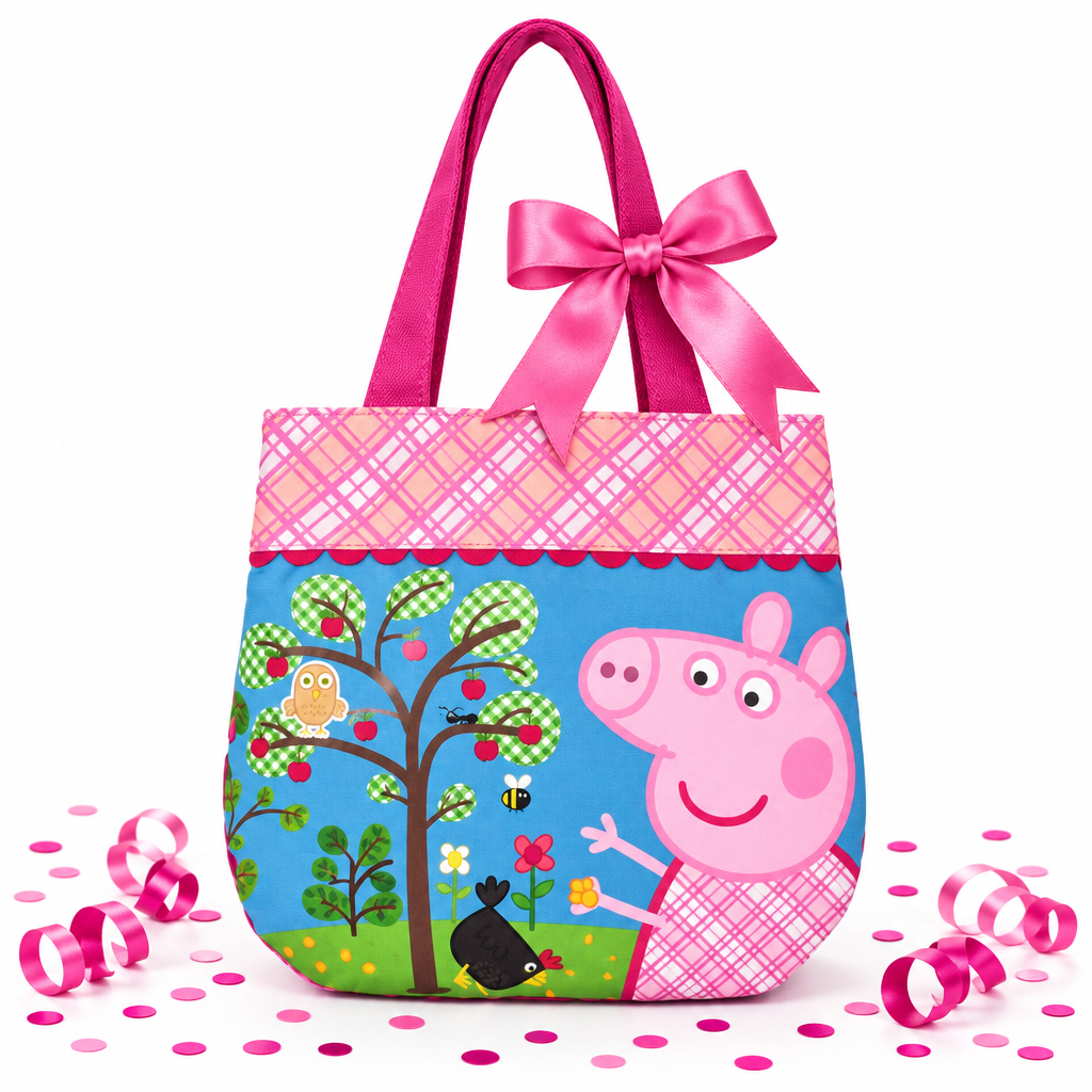 Borsa Tote Bambina Peppa Pig | 27x21x9 cm | Manici Rosa | Licenza Ufficiale | PIG2102-1283