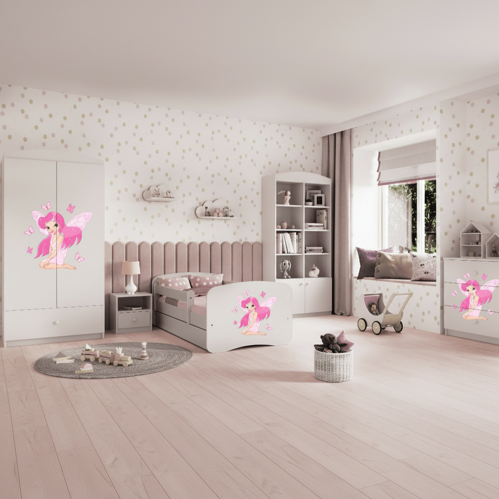 Cameretta Completa Bambina Fairies in Legno 7 Pezzi con Materasso Omaggio | Letto 160x80 o 180x80cm | Top2Trade | KO3cameretta