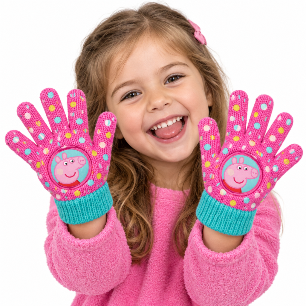 Guanti Bambina Peppa Pig Deluxe | Taglia Unica | Licenza Ufficiale | PIG2202-1086