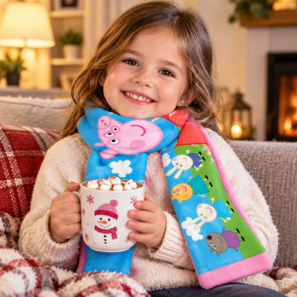 Sciarpa Bambina Peppa Pig | Polare Deluxe Taglia Unica | Licenza Ufficiale | PIG2202-755