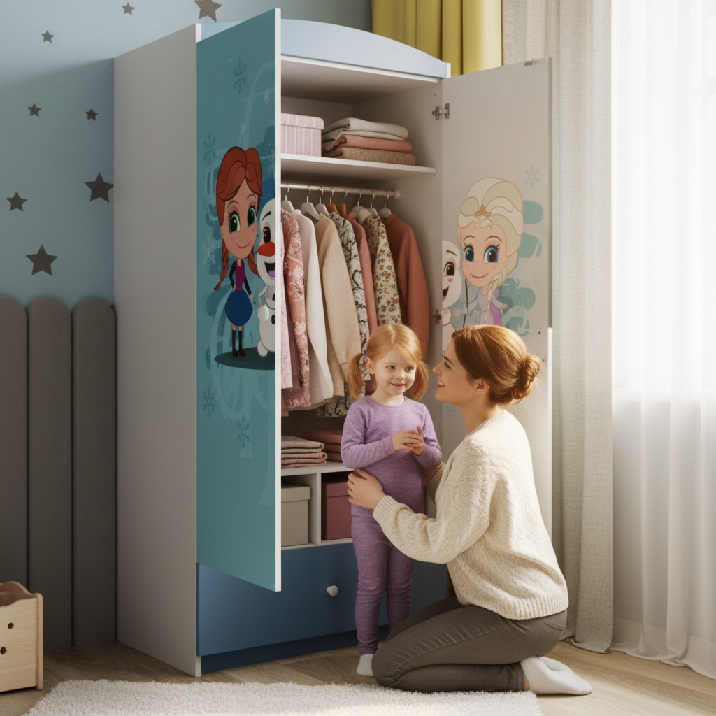 Armadio per Bambini BabyDreams Blue Frozen Land in Legno | Colore Blu | Top2Trade | SZBD_NI_KRA