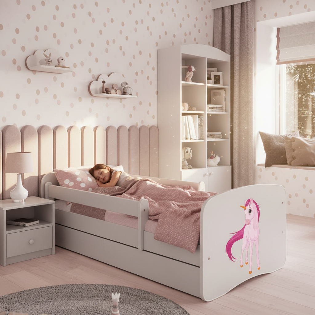 Cameretta Completa Bambina BabyDreams Unicorno in Legno 7 Pezzi con Materasso Omaggio | Letto 160x80 o 180x80cm | Top2Trade | KO500CAMUNI