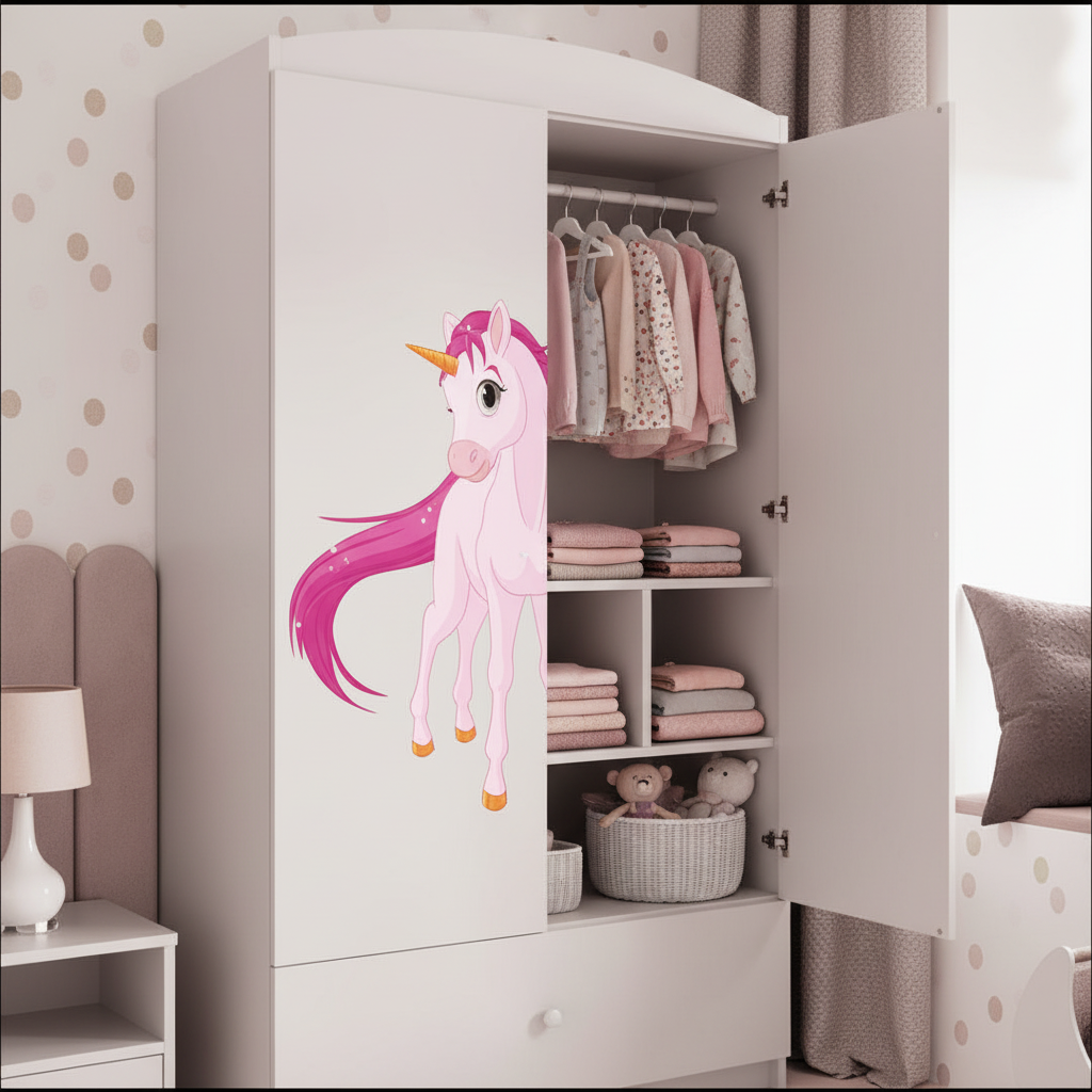 Cameretta Completa Bambina BabyDreams Unicorno in Legno 7 Pezzi con Materasso Omaggio | Letto 160x80 o 180x80cm | Top2Trade | KO500CAMUNI