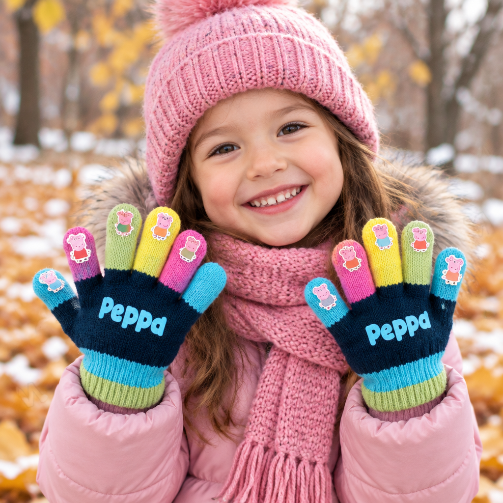 Guanti Bambino Peppa Pig | Deluxe Multicolore Taglia Unica | Licenza Ufficiale | PIGGE2202-1087