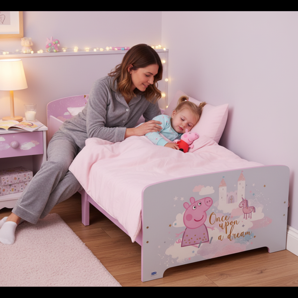 Letto Bambini in Legno Peppa Pig Once Upon a Dream con Doghe e Sponde 140x70cm | Prodotto Ufficiale | Top2Trade | PEPPA713496