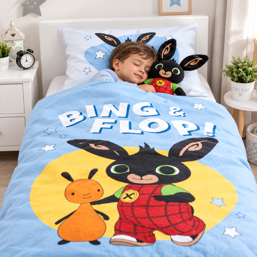 Set Letto Bambino Bing | Copripiumino 100x135 cm + Federa 40x60 cm | 100% Cotone | Licenza Ufficiale | BING1314