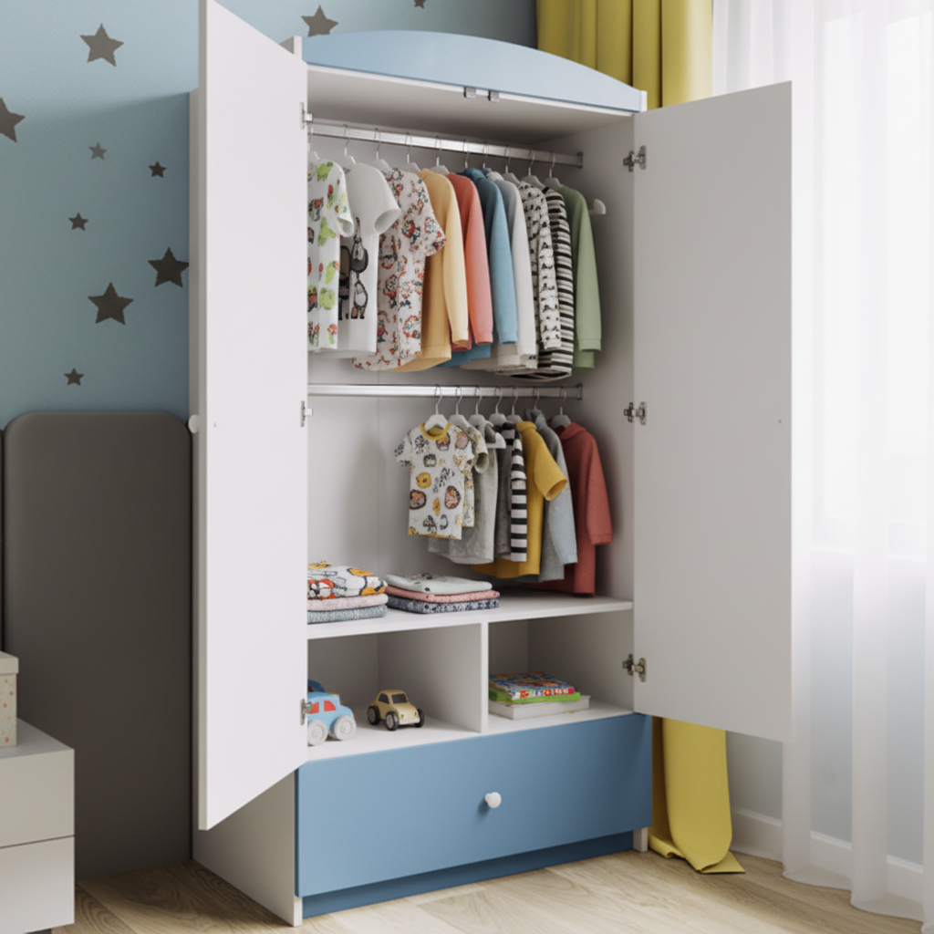 Armadio per Bambini BabyDreams Blue Racing Car in Legno | Colore Blu | Top2Trade | SZBD_NI_AUW