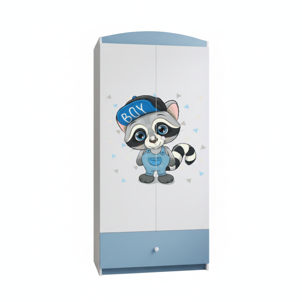 Armadio per Bambini BabyDreams Blue Raccoon in Legno | 90x52x175cm | Top2Trade | SZBD_NI_SZO