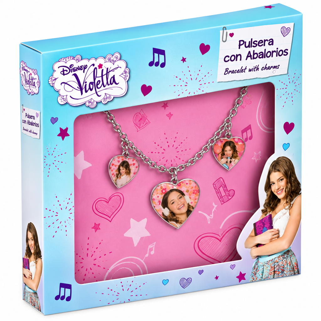 Braccialetto con 3 Ciondoli Bambina Disney Violetta | Confezione Regalo | Licenza Ufficiale | VIO2502-316