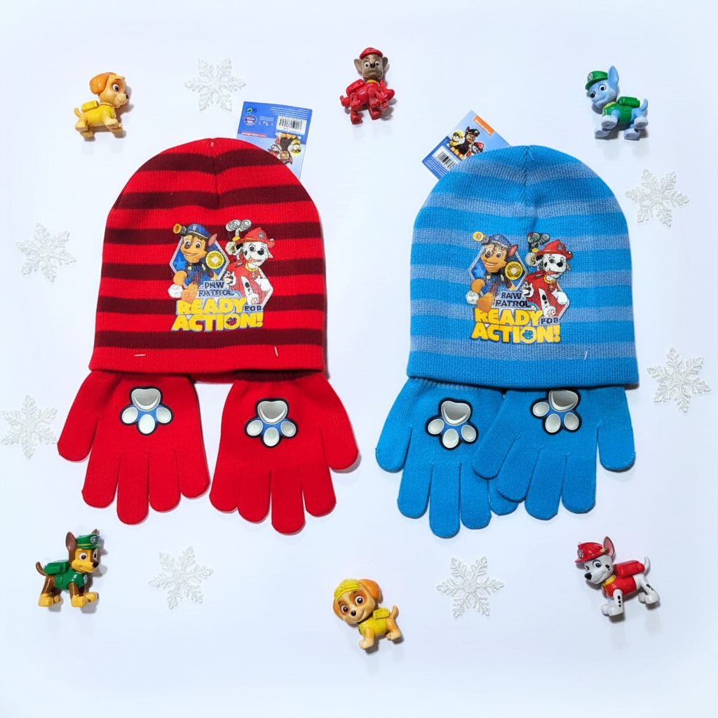 Set 2 Pezzi Cappello e Guanti Paw Patrol Bambino Invernale | Prodotto Ufficiale | Top2Trade | PW02203