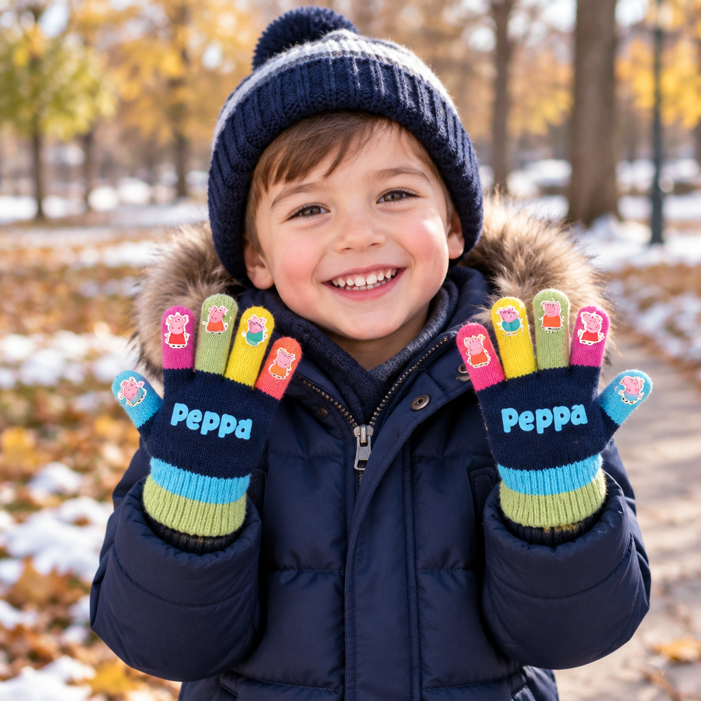 Guanti Bambino Peppa Pig | Deluxe Multicolore Taglia Unica | Licenza Ufficiale | PIGGE2202-1087