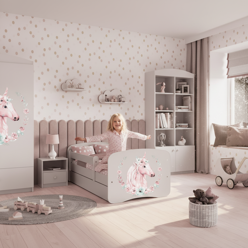Cameretta Completa Bambini BabyDreams Teddy Heart in Legno 7 Pezzi con Materasso Omaggio | Letto 160x80 o 180x80cm | Top2Trade | KO500CAMTEDDYHEART