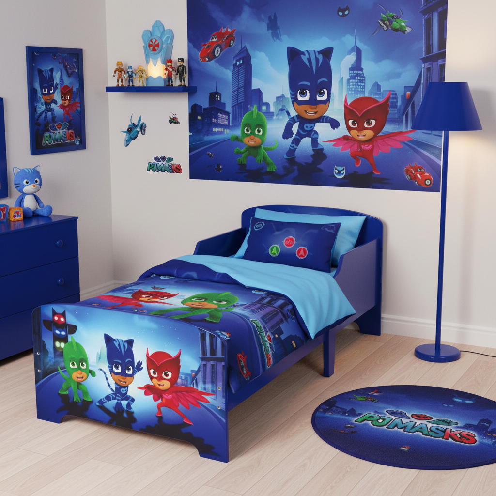 ##PJM712868  LETTO PJMASK SUPER PIGIAMINI CON DOGHE IL LEGNO