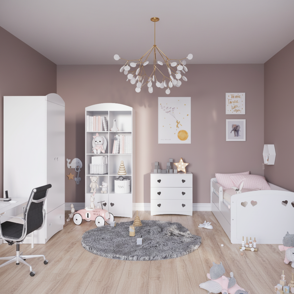 Cameretta Completa Bambina JULIA in Legno 7 Pezzi con Materasso Omaggio | Letto 160x80 o 180x80cm | Top2Trade | KO4Jcameretta