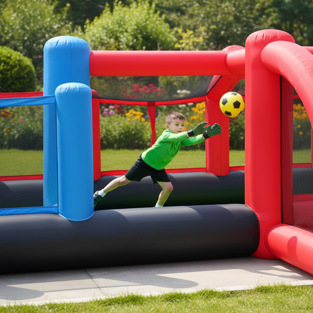 Campo calcetto Gonfiabile 3 in 1 Calcio Pallavolo Basket 800x335x180cm - 10 Bambini | Top2Trade | 9072