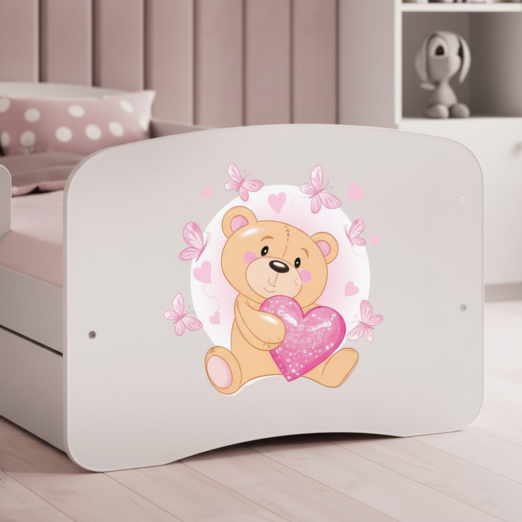 Cameretta Completa Bambini BabyDreams Teddy Heart in Legno 7 Pezzi con Materasso Omaggio | Letto 160x80 o 180x80cm | Top2Trade | KO500CAMTEDDYHEART