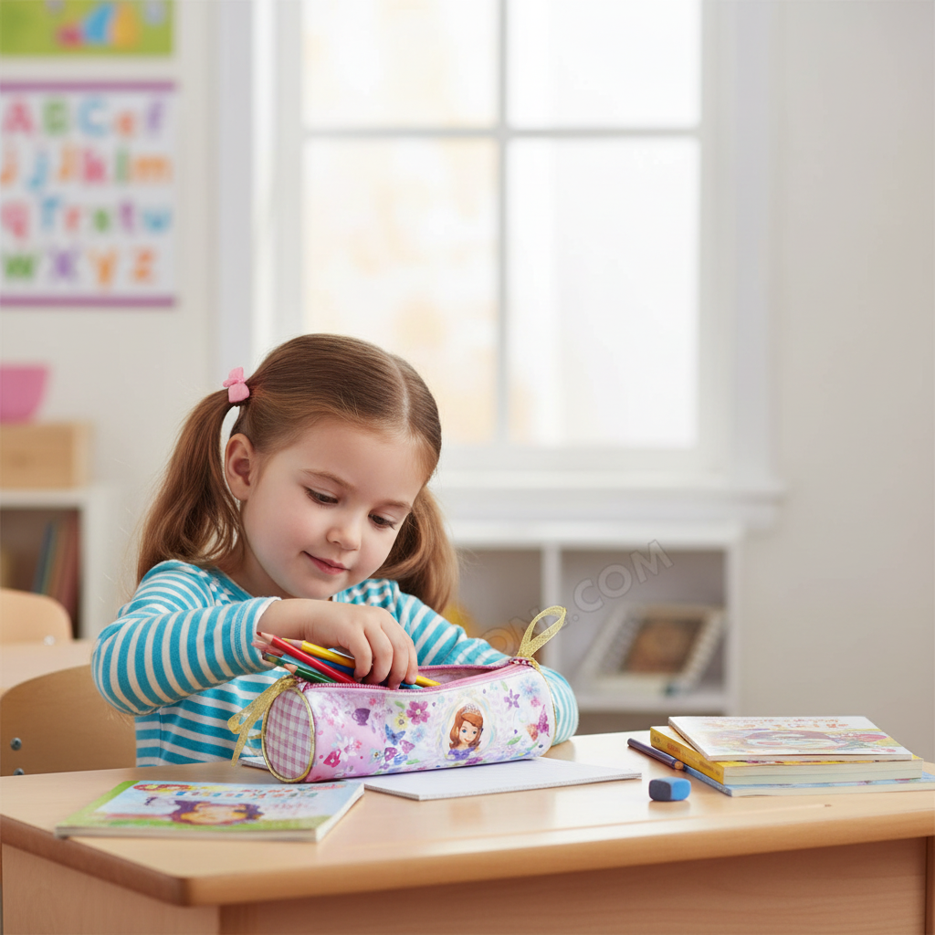 Astuccio Tombolino Cilindrico Sofia la Principessa Deluxe Scuola Bambina | Prodotto Ufficiale Disney | Top2Trade | SF4026