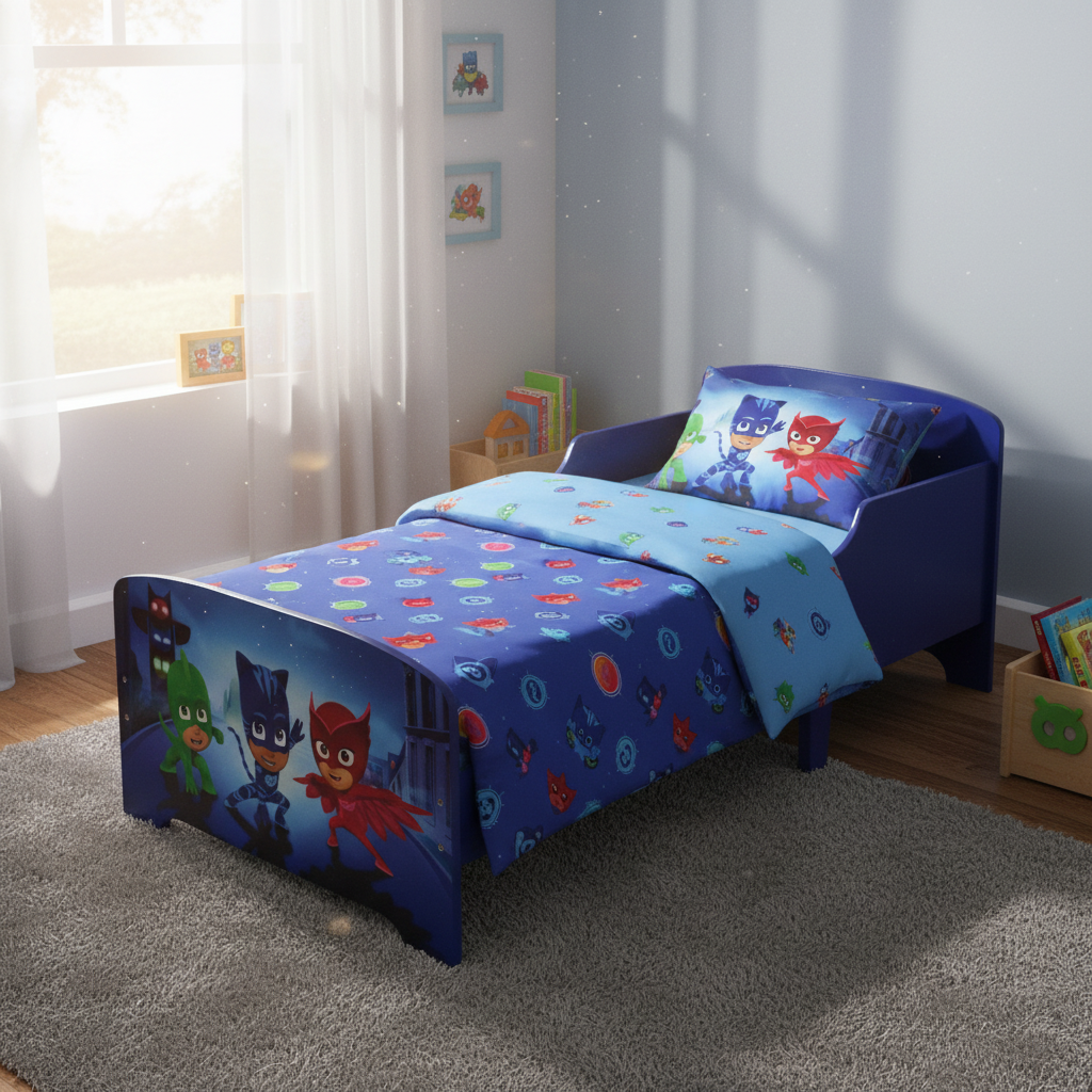##PJM712868  LETTO PJMASK SUPER PIGIAMINI CON DOGHE IL LEGNO