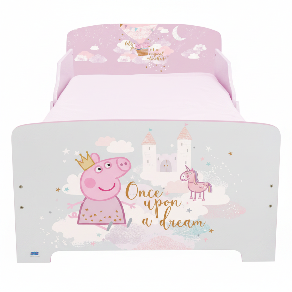 Letto Bambini in Legno Peppa Pig Once Upon a Dream con Doghe e Sponde 140x70cm | Prodotto Ufficiale | Top2Trade | PEPPA713496