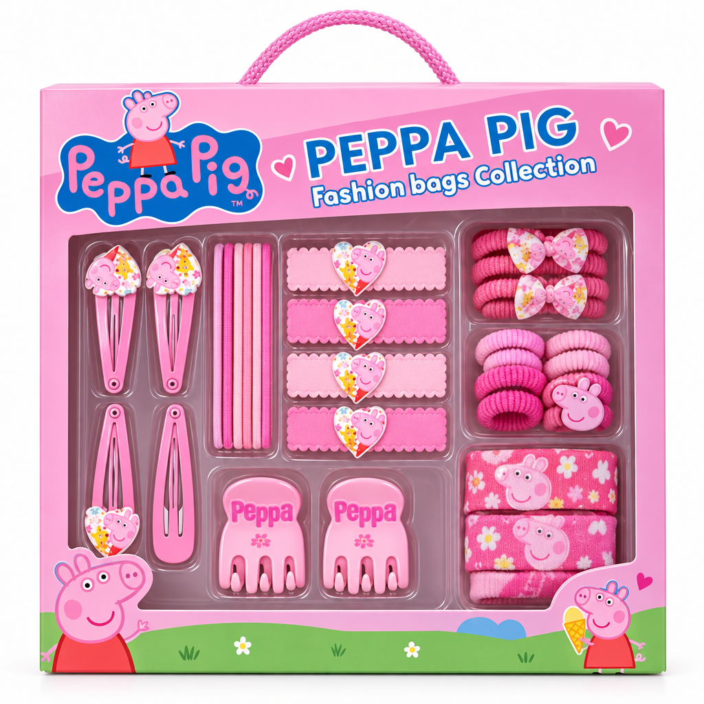Set Regalo 31 Pezzi Accessori Capelli Bambina Peppa Pig Deluxe | Fermagli Elastici Fascette | Licenza Ufficiale | PIG2502-194