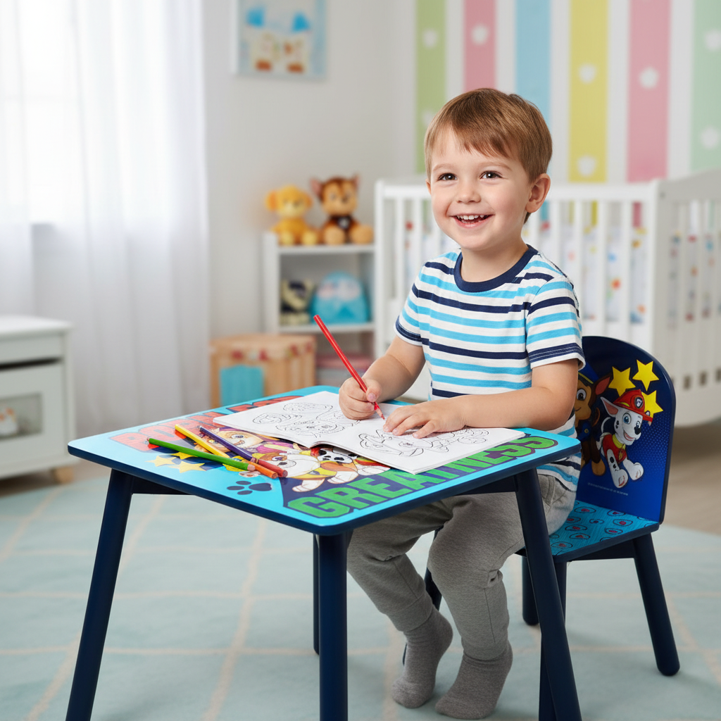 Paw patrol tavolo con 2 sedie friends in legno