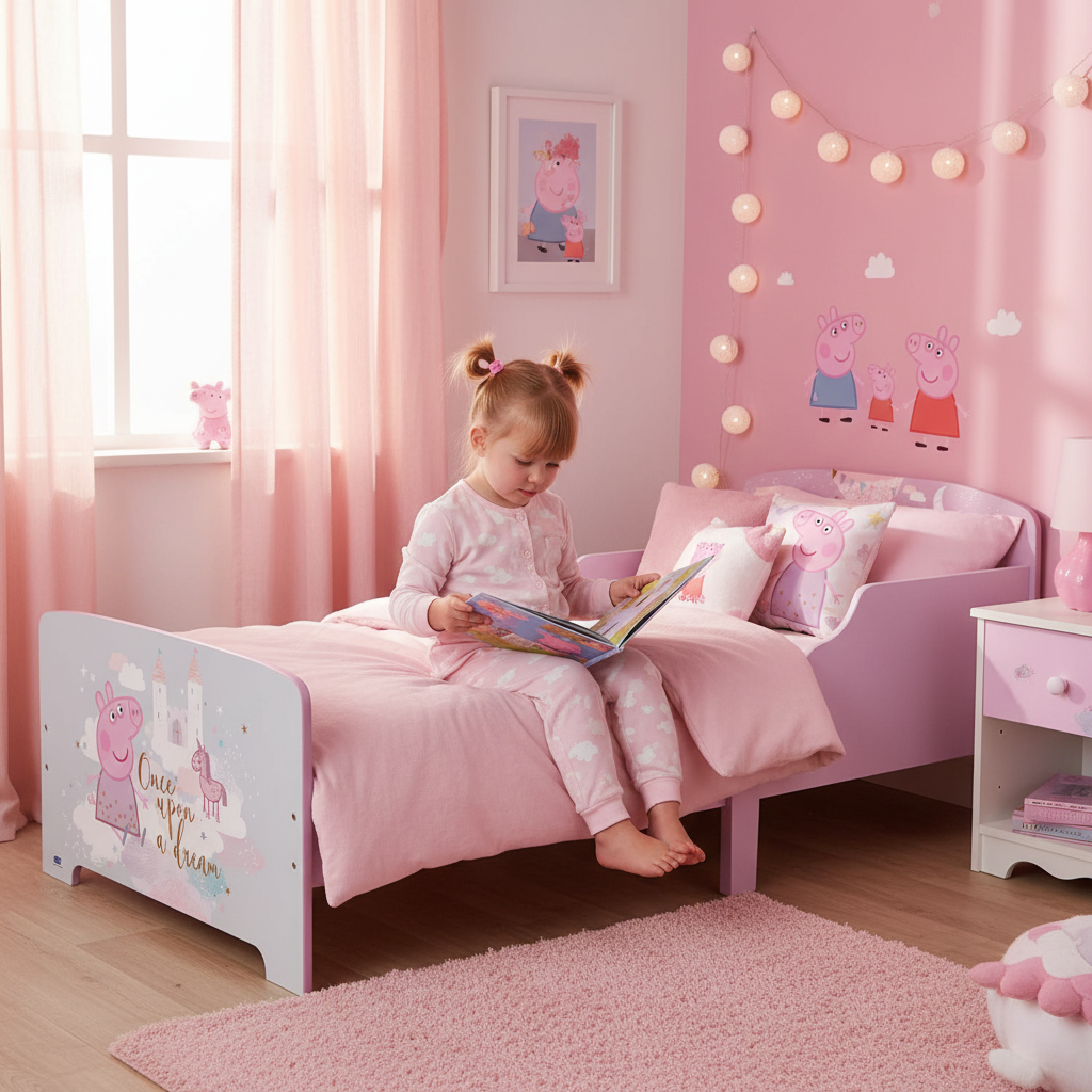 Letto Bambini in Legno Peppa Pig Once Upon a Dream con Doghe e Sponde 140x70cm | Prodotto Ufficiale | Top2Trade | PEPPA713496