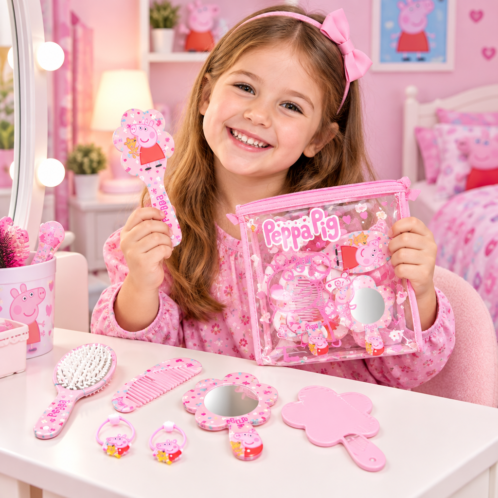 Set Regalo Beauty Bambina Peppa Pig | Pochette Trasparente con Accessori | Licenza Ufficiale | PIG2504-186