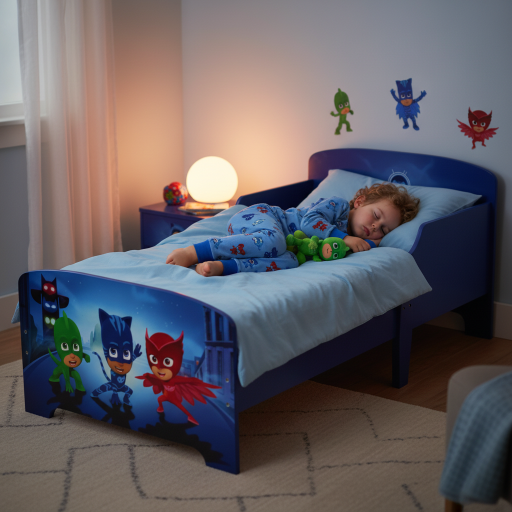 ##PJM712868  LETTO PJMASK SUPER PIGIAMINI CON DOGHE IL LEGNO