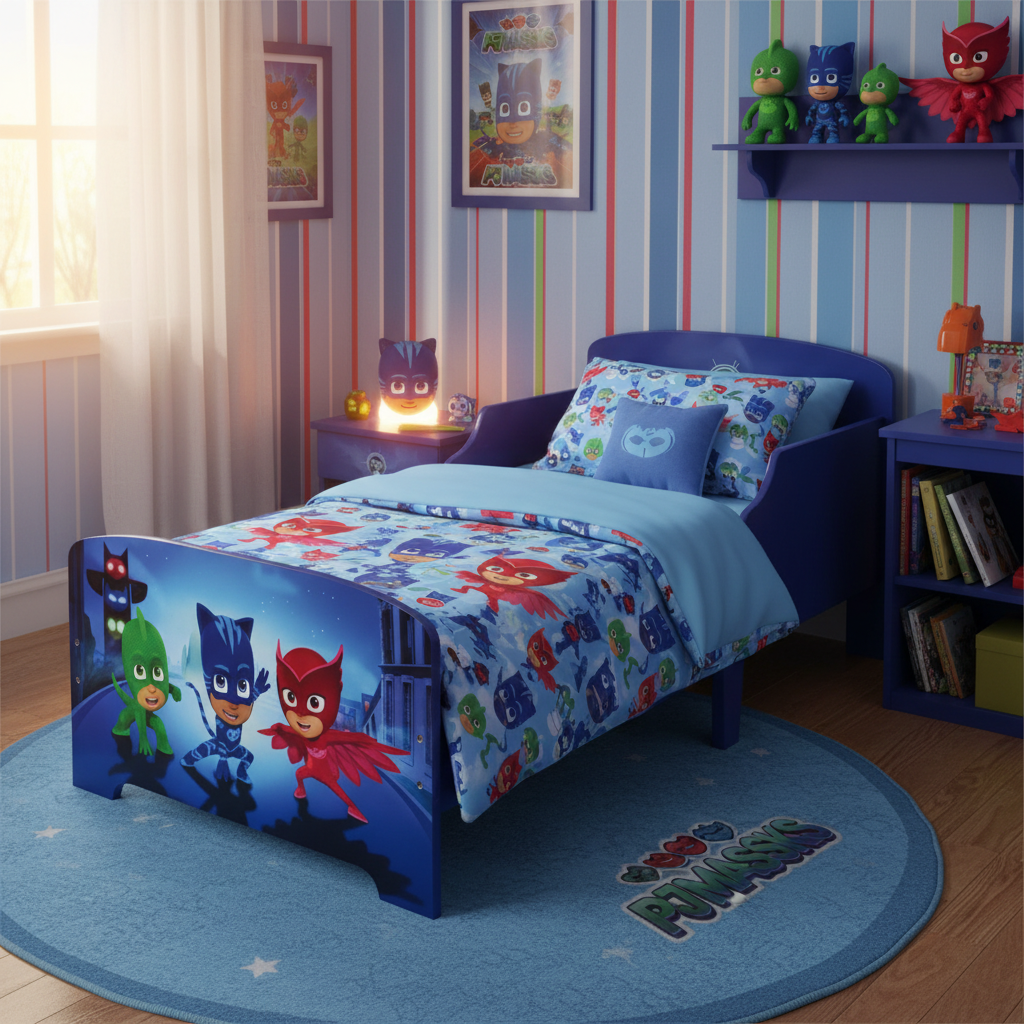 ##PJM712868  LETTO PJMASK SUPER PIGIAMINI CON DOGHE IL LEGNO