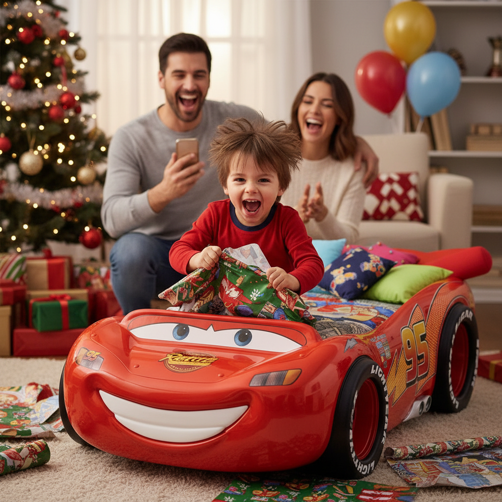 Letto Bambino Deluxe Cars Lightning McQueen in ABS con Luci LED - Materasso Incluso 180x90cm | CARSABS