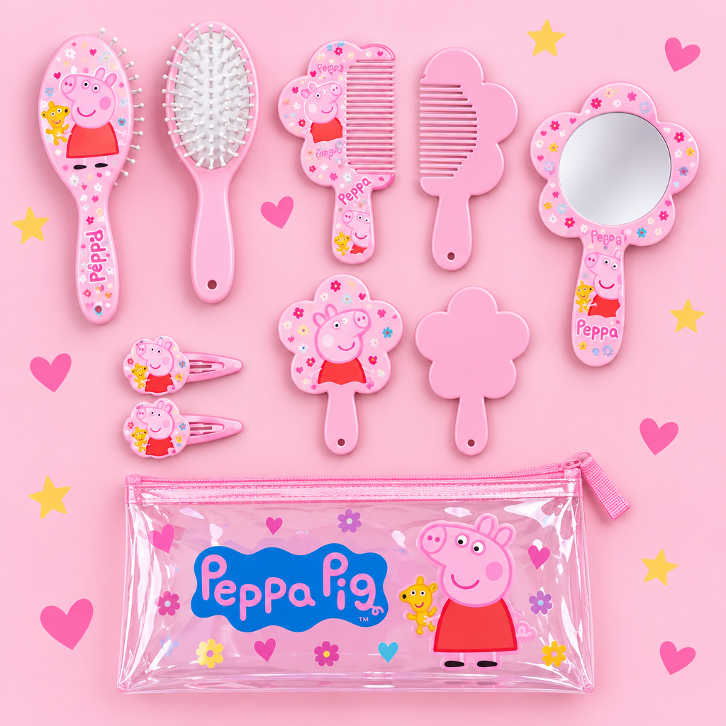 Set Regalo Beauty Bambina Peppa Pig | Pochette Trasparente con Accessori | Licenza Ufficiale | PIG2504-186