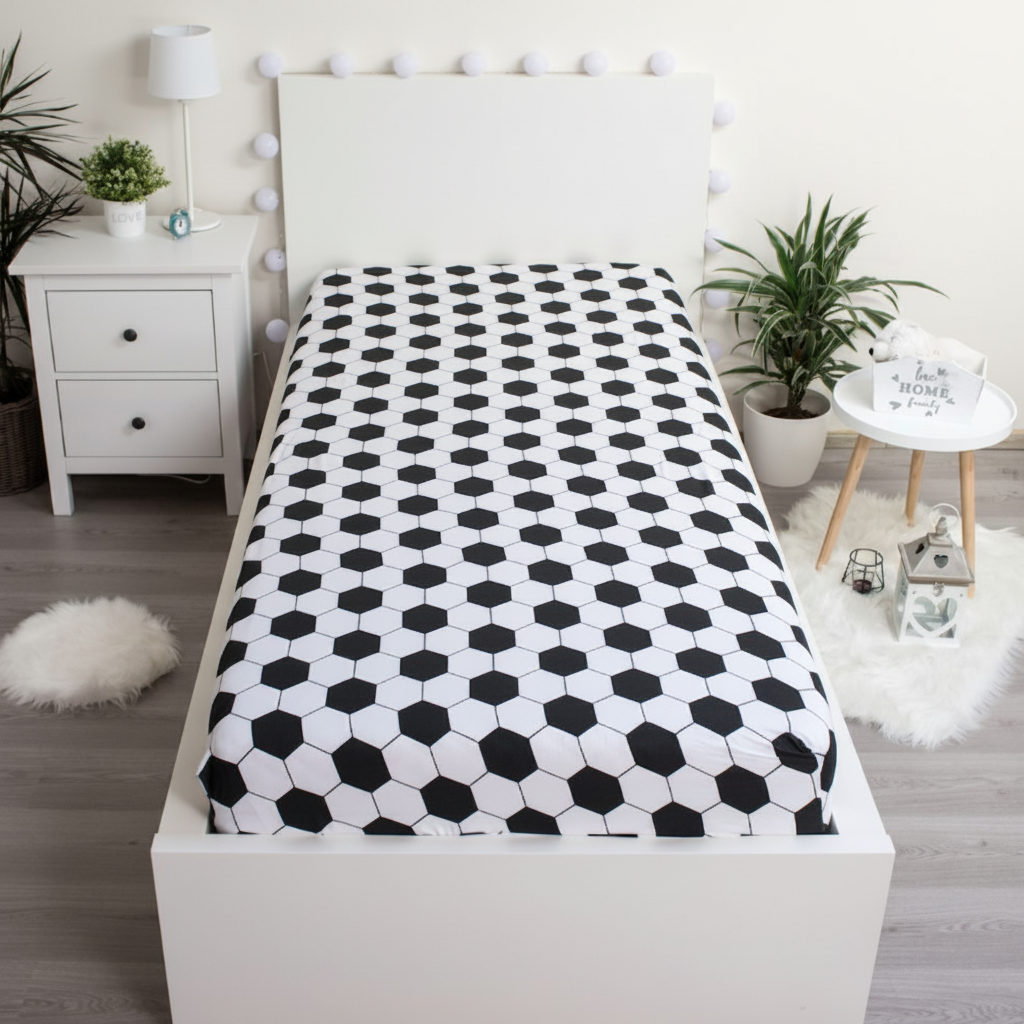 Coprimaterasso Letto Singolo Calcio Football 100% Cotone 90x200+25cm | Top2Trade | FOOTB6038