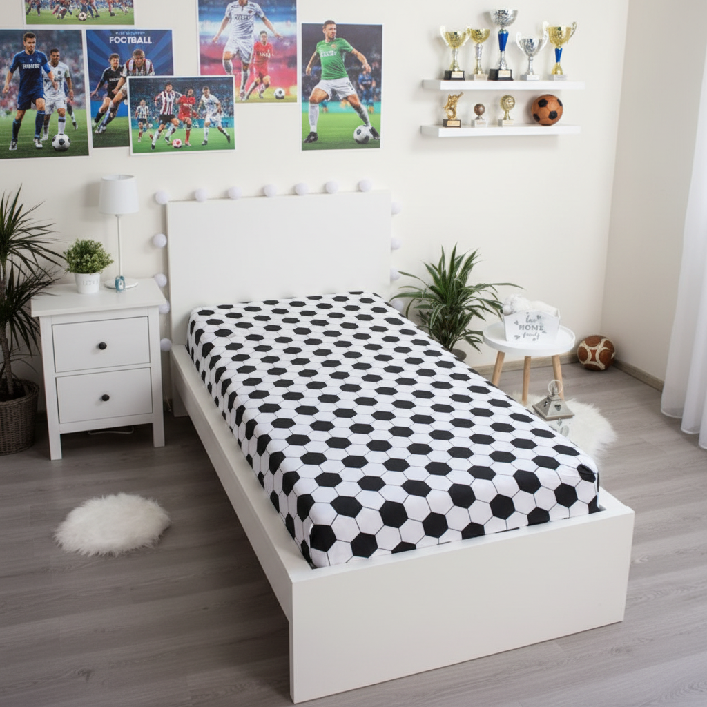Coprimaterasso Letto Singolo Calcio Football 100% Cotone 90x200+25cm | Top2Trade | FOOTB6038