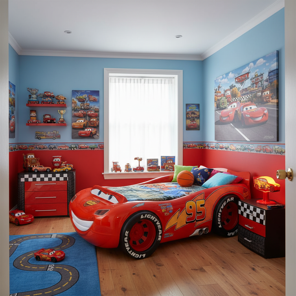 Letto Bambino Deluxe Cars Lightning McQueen in ABS con Luci LED - Materasso Incluso 180x90cm | CARSABS