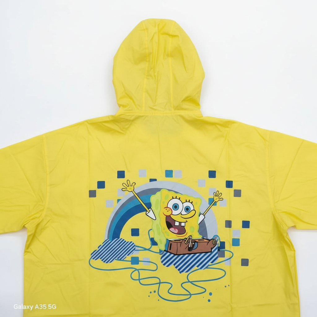 Mantellina Antipioggia Bambino Spongebob | Cappuccio + Taschine | Taglie 4-6-8 Anni | Licenza Ufficiale | SPG2402-006