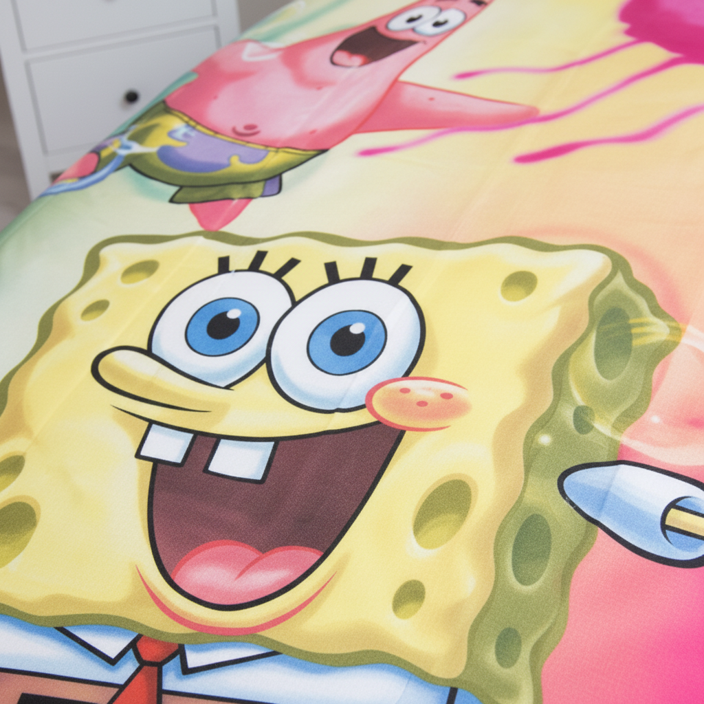 Set Letto Singolo Spongebob | Copripiumino 140x200cm + Federa 65x65cm | 100% Cotone | Disney | SPONGE0920