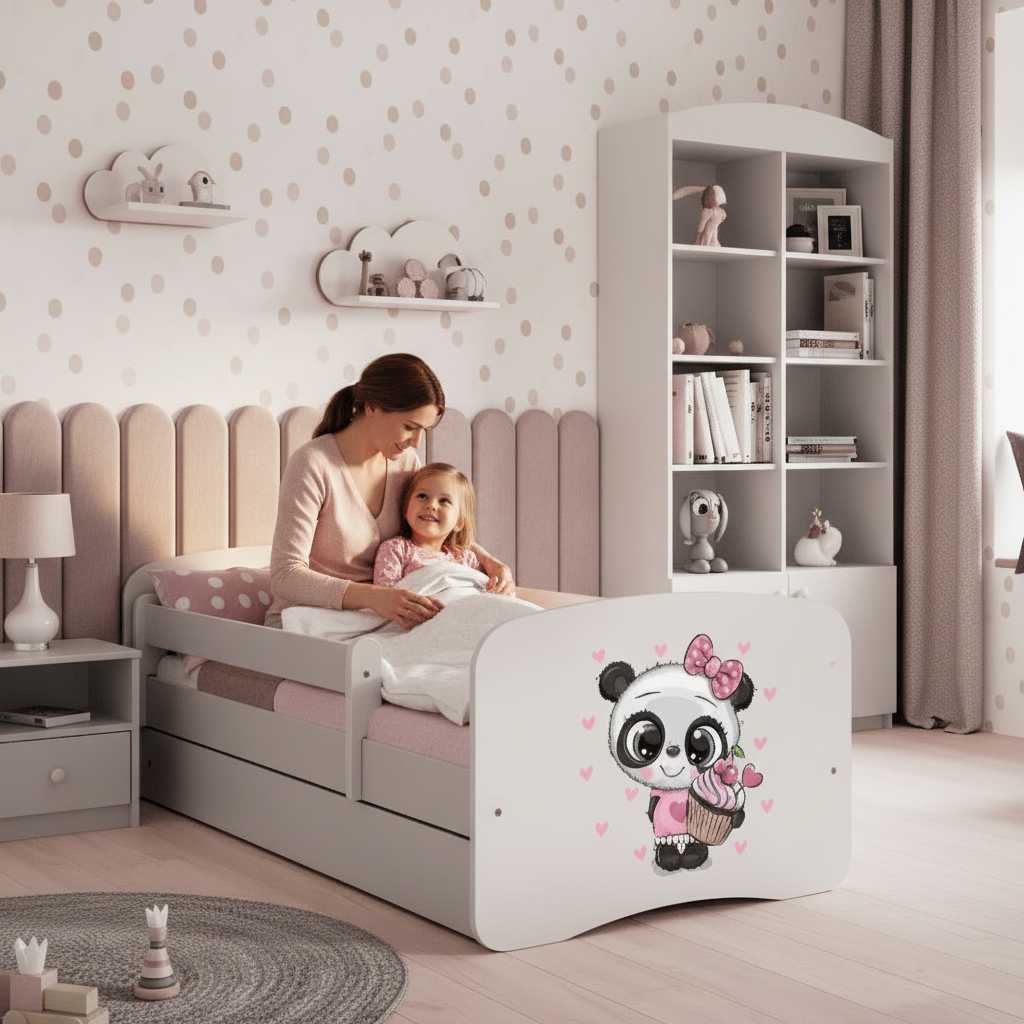 Cameretta Completa Bambini BabyDreams Panda in Legno 7 Pezzi con Materasso Omaggio | Letto 160x80 o 180x80cm | Top2Trade | KO500CAMPANDA