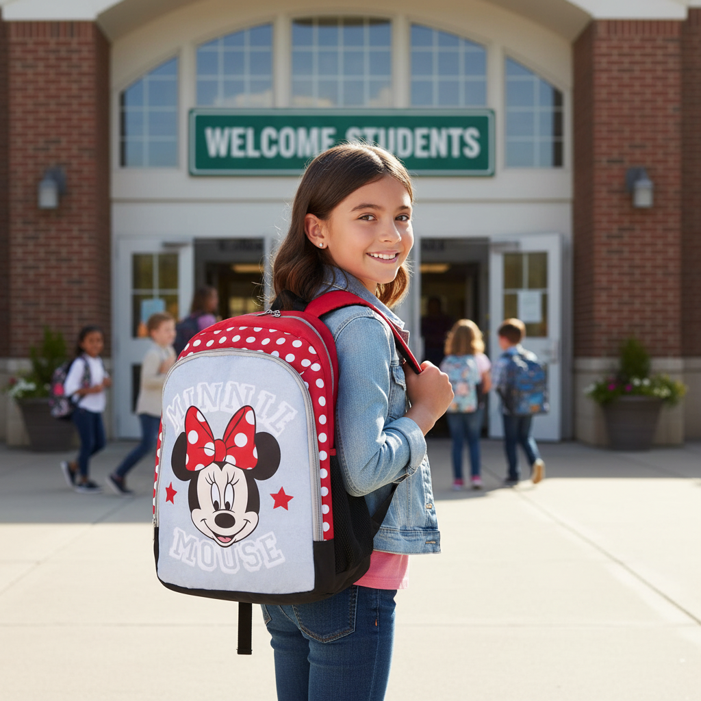 Zaino Scuola Elementare Bambina Minnie Mouse Deluxe | 32x15x41cm | Poliestere | Disney | MN4081