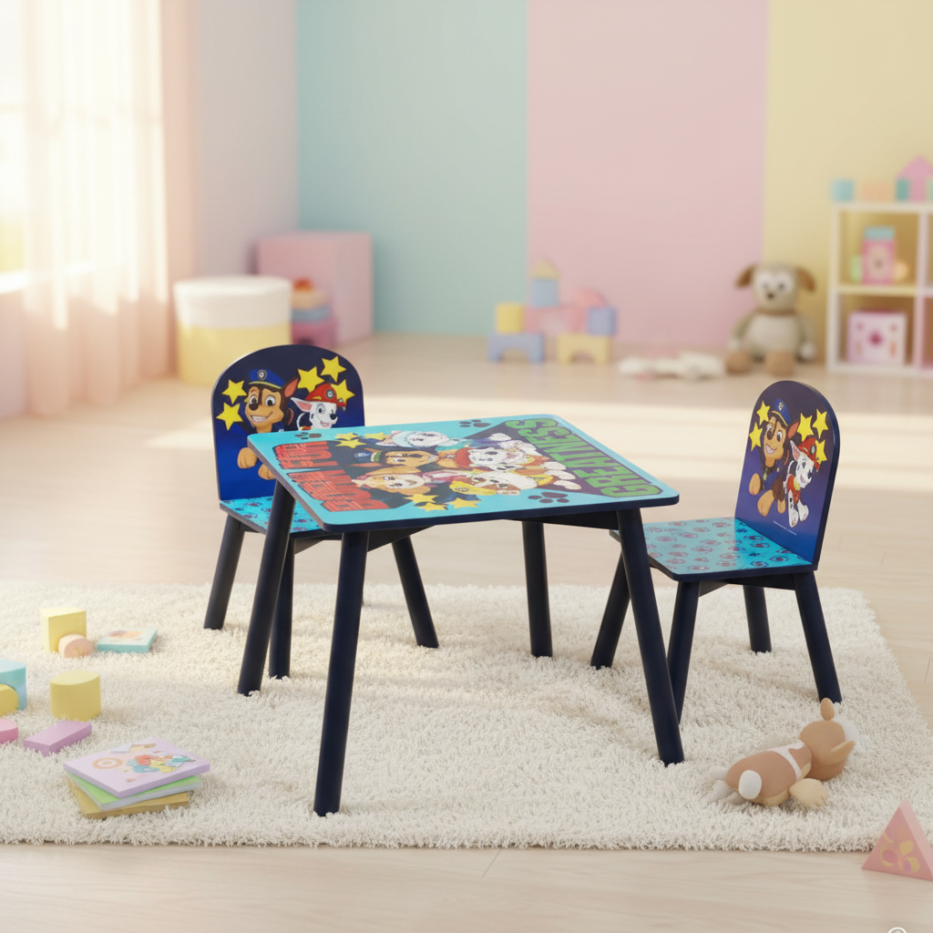 Paw patrol tavolo con 2 sedie friends in legno