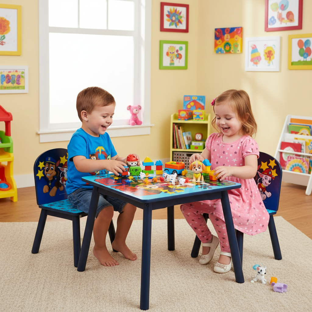 Paw patrol tavolo con 2 sedie friends in legno