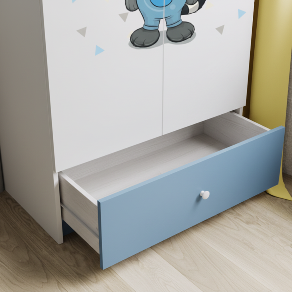 Armadio per Bambini BabyDreams Blue Raccoon in Legno | 90x52x175cm | Top2Trade | SZBD_NI_SZO