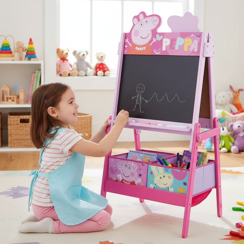 Lavagna Doppia Peppa Pig con Cassettoni in Tessuto 64x45x117cm Bambini | Prodotto Ufficiale | Top2Trade | PIG14444